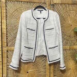White House Black Market Womens Tweed Jacket White Size Small NWT